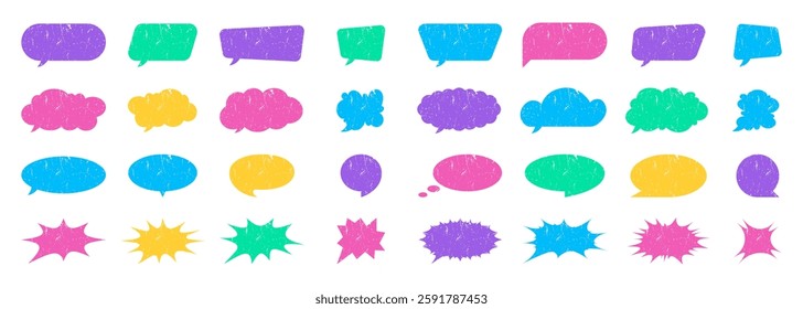 Chat Colorful Icons Collection. Speech Bubble Symbols Represent Messages, Comments, and Conversations. Vector Illustration.
