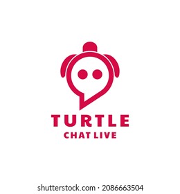 Chat combination with turtle  in white background, vector logo design editable