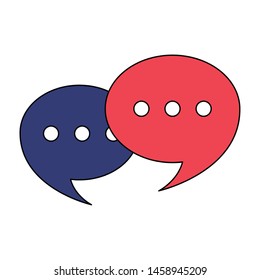chat comic red and blue speech bubbles cartoon vector illustration graphic design