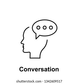 Chat, comment, brain icon. Element of creative thinkin icon witn name. Thin line icon for website design and development, app development. Premium icon