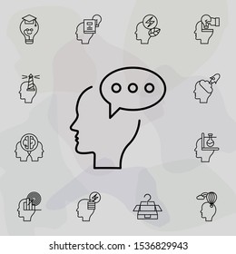 Chat, comment, brain icon. Universal set of creative thinking for website design and development, app development