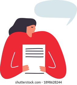 El hombre y la mujer jóvenes leen ilustración vectorial de noticias. Caricatura plana de personas de estilo abstracto. Coloca tu texto.