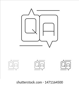 Chat, Comment, Education, Message Bold and thin black line icon set. Vector Icon Template background