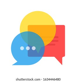 Chat comment isolated on white background. Transparent multi-colored dialogue bubbles. Vector illustration.