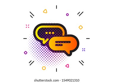 Chat comment sign. Halftone circles pattern. Dots message icon. Speech bubble symbol. Classic flat dots message icon. Vector