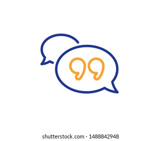 Chat comment sign. Quote bubble line icon. Speech bubble symbol. Colorful outline concept. Blue and orange thin line quote bubble icon. Vector