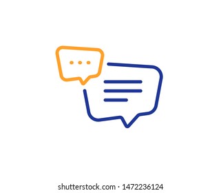 Chat comment sign. Text message line icon. Speech bubble symbol. Colorful outline concept. Blue and orange thin line text message icon. Vector