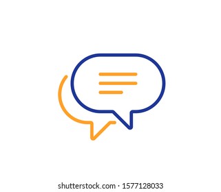 Chat comment sign. Text message line icon. Speech bubble symbol. Colorful outline concept. Blue and orange thin line text message icon. Vector