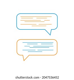 Chat comment sign. Text message line icon. Comic speech bubble symbol. Colorful outline concept. Blue and orange thin line text message icon.