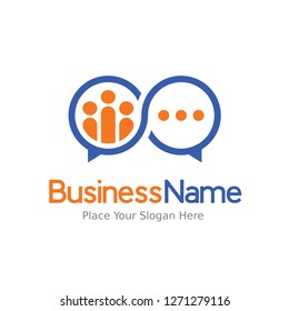 Chat or comment vector logo. People and communication symbol. Colorfull design. This logo is suitable for social, public speaking, conversation, discuss, community, group, charity, meeting, thinking.