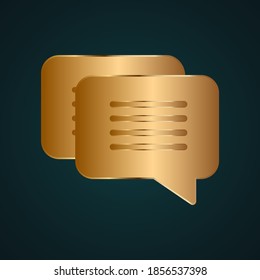 Chat, communicate icon vector logo. Gradient gold metal with dark background