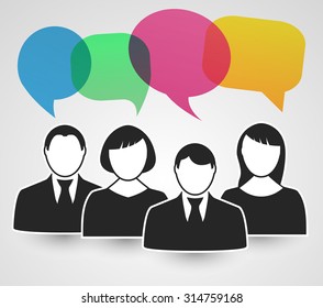 Chat and communicating man and woman for your design