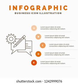 chat, communication, discussion, setting, message Infographics Template for Website and Presentation. Line Gray icon with Orange infographic style vector illustration