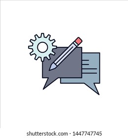 chat, communication, discussion, setting, message Flat Color Icon Vector