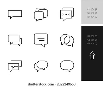 Juego de iconos de comunicación de chat, los iconos de línea de vector contienen burbujas de chat, SMS de marcado y más. Icono editable, iconos ilustradores aislados