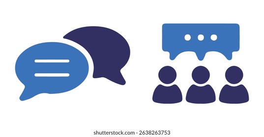 Chat and Communication Icons – People Talking and Message Bubbles in Flat Style. vector illustration eps 10
