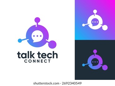 Logotipo de comunicación de chat Globe Talk Tecnología de mensajes Conexión Concepto de diseño de Vector	
