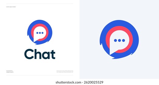 Chat communication logo icon design vector illustration, Symbol bubble chat for talk speech, usable for web, app and identity business