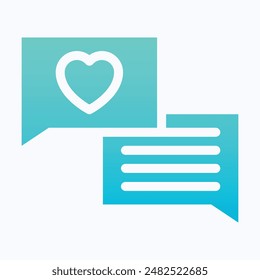 Chat Communication, Speech Bubble, Valentine Day Related Love And Romance Message Popups, Isolated Gradient Vector Icon.