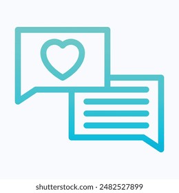 Chat Communication, Speech Bubble, Valentine Day Related Love And Romance Message Popups, Isolated Gradient Vector Icon.