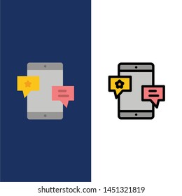 Chat, Community, Media, Network, Promotion  Icons. Flat and Line Filled Icon Set Vector Blue Background