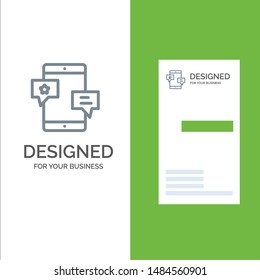 Chat, Community, Media, Network, Promotion Grey Logo Design and Business Card Template. Vector Icon Template background