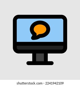 Chat-Computersymbol im vollen Line-Stil, Verwendung für Website-Mobile-App-Präsentation