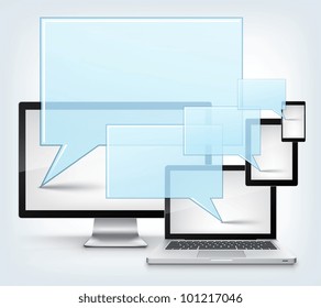 Chat Concept. Information Medium on Grey Gradient Background. Vector.