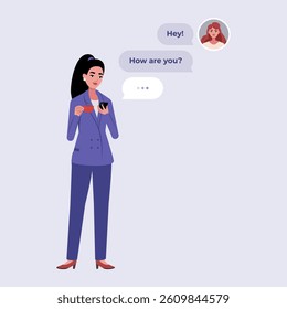 Chat concept. Woman chatting with woman. Dialog message. Flat vector illustration