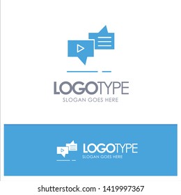 Chat, Connection, Marketing, Messaging, Speech Blue Solid Logo with place for tagline