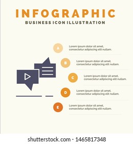 Chat, Connection, Marketing, Messaging, Speech Solid Icon Infographics 5 Steps Presentation Background. Vector Icon Template background