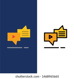 Chat, Connection, Marketing, Messaging, Speech  Icons. Flat and Line Filled Icon Set Vector Blue Background. Vector Icon Template background