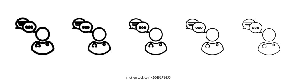 Chat consultation icon thin outline logo mark set