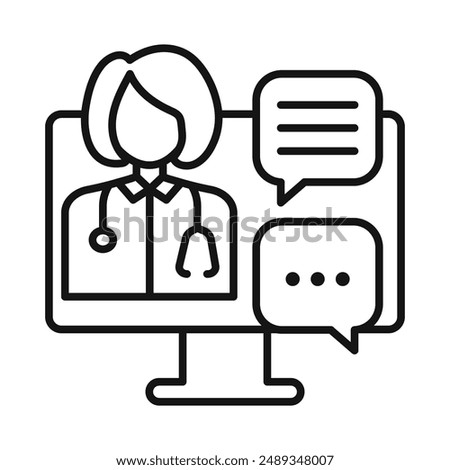 Chat consultation icon Vector symbol or sign set collection in black and white outline