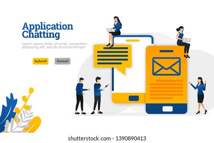 Chat and conversation applications for sending SMS and e-mail messages vector illustration concept can be use for, landing page, template, ui ux, web, mobile app, poster, banner, website, flyer, ads