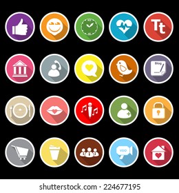 Chat conversation flat icons with long shadow, stock vector