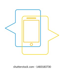 Chat or conversation with phone vector template. Suitable for communicate business