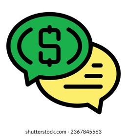 Chat credit money icon outline vector. Lender business. Bank card color flat