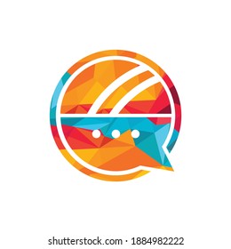 Chat cricket vector logo design. Cricket talk logo concept.	