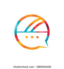 Chat cricket vector logo design. Cricket talk logo concept.	