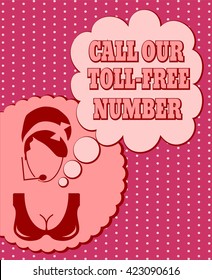 Chat Or Customer Service Operator. Call Our Toll Free Number Text In Bubble Speech. Retro Style