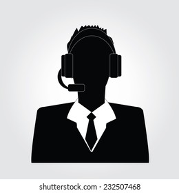 Chat or customer service operator vector Ã¢Â?Â? man icon with headphone microphone vector