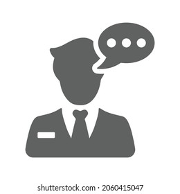 Chat, icono de asistencia al cliente. Gráficos vectoriales grises.