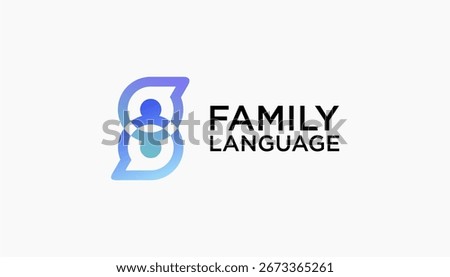 Chat design logo, people talking family together human unity chat logo vector icon template element