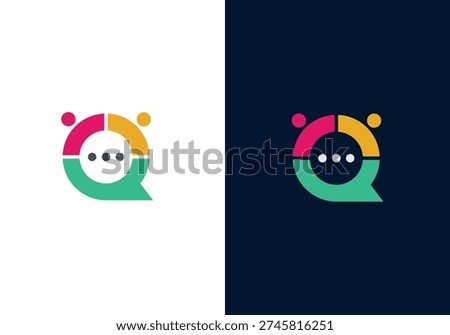 Chat design logo, people talking, family together, human unity, chat bubble logo vector icon with human combination in colorful	