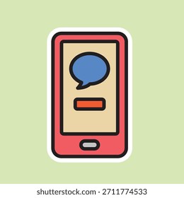 chat device editable cartoon style sticker vector