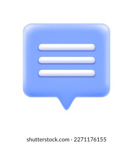 Chat oder Dialogfeld, einzelne Sprache oder Gedankenblase mit Linien. Reden und Kommunikation, Interaktion und Sprechen. Vektorgrafik im 3D-Icon-Stil