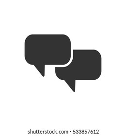 Chat with dialog clouds icon flat. Illustration isolated on white background. Vector grey sign symbol