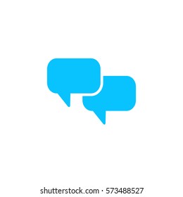 Chat with dialog clouds icon flat. Blue pictogram on white background. Vector illustration symbol