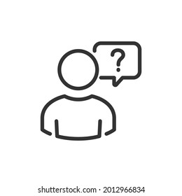 Chat, dialog icon. Ask icon faq. Question Mark Icon Vector With Person Message Male User Avatar. Customer support, Help center